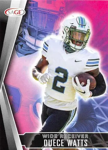 Original gloss football trading card from Sage Low Series featuring Duece Watts NM-MT