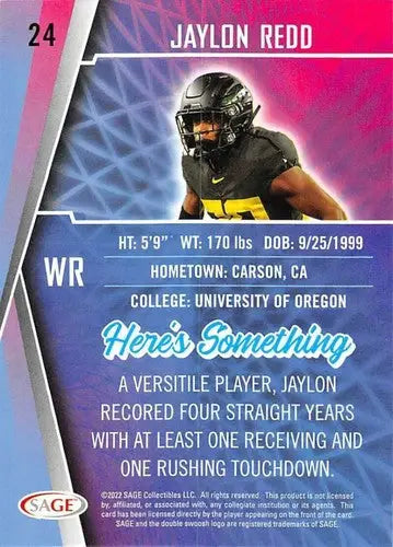 2022 Sage Low Series #24 Jaylon Redd NM-MT ID:41475 - Football Card Single