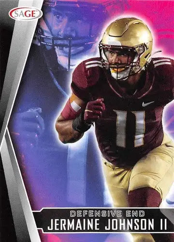 Football trading card from 2022 Sage Low Series featuring Jermaine Johnson II NM-MT