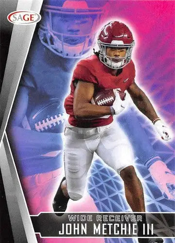 Original gloss football trading card from 2022 Sage Low Series featuring John Metchie