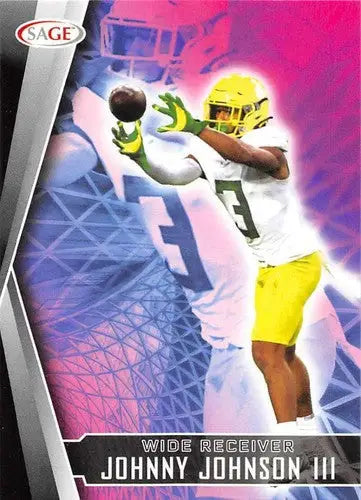 Original gloss Johnny Johnson III football card from Sage Low Series Simply Sandoval