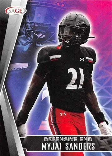 Football trading card from 2022 Sage Low Series featuring Myjai Sanders in original gloss style
