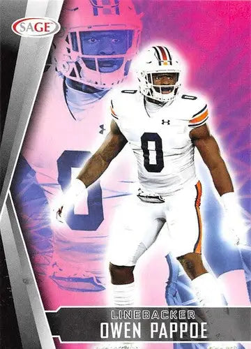 Original gloss football trading card featuring Owen Pappoe from 2022 Sage Low Series