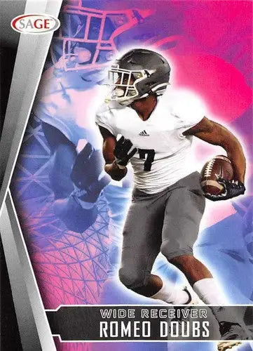 Original gloss Romeo Doubs football card from 2022 Sage Low Series Simply Sandoval