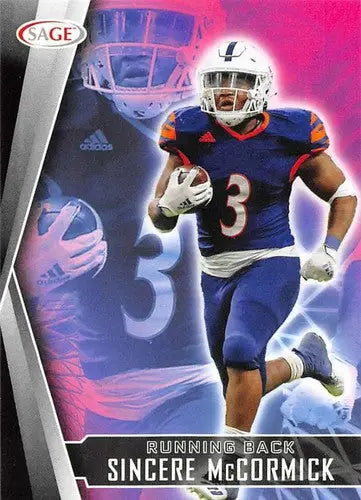 Football card from 2022 Sage Low Series featuring Sincere Mccormick with original gloss