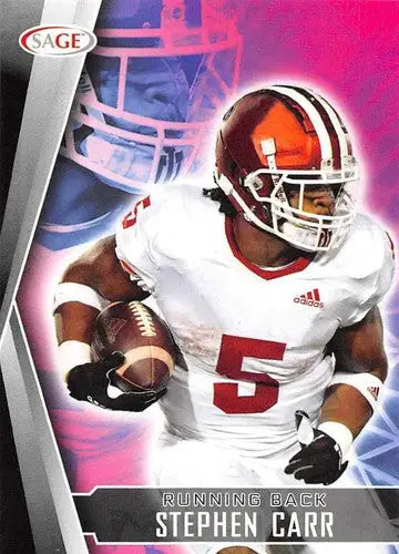 Football card featuring Stephen Carr from 2022 Sage Low Series with original gloss