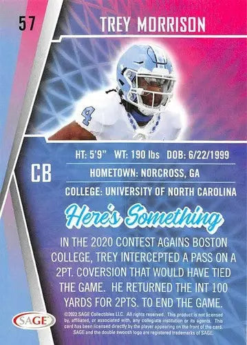 2022 Sage Low Series #57 Trey Morrison NM-MT ID:41498 - Other