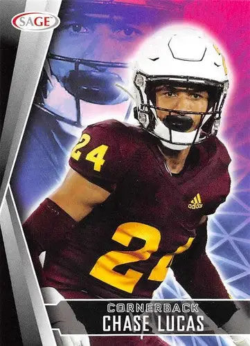 Original gloss 2022 Sage Low Series Chase Lucas football card Simply Sandoval ID 41463