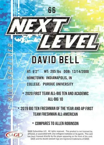 2022 Sage Low Series David Bell football card with original gloss from Simply Sandoval