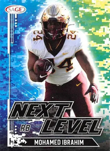 Original gloss Mohamed Ibrahim football card from 2022 Sage Low Series Next Level