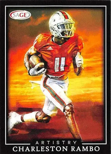Original gloss Charleston Rambo football card from 2022 Sage Low Series Artistry Black