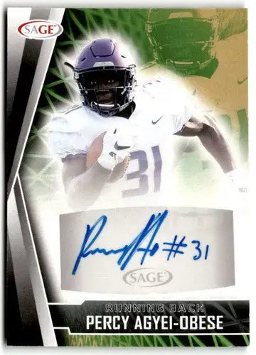 2022 Sage Low Series Autograph Black #A-PAO Percy Agyei-Obese NM-MT Auto - Football Card Single