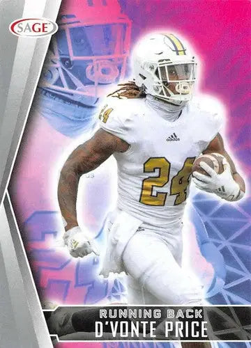 Football trading card of a running back from 2022 Sage Low Series Silver simply sandoval original gloss cards typically sell