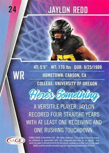 2022 Sage Low Series Silver #24 Jaylon Redd NM-MT ID:41423 - Football Card Single