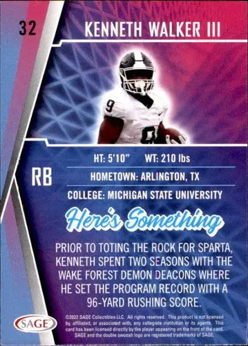 2022 Sage Low Series Silver #32 Kenneth Walker III NM-MT ID:41426 - Football Card Single