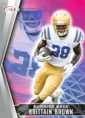 Brittain Brown football card from 2022 Sage Low Series Silver with original gloss