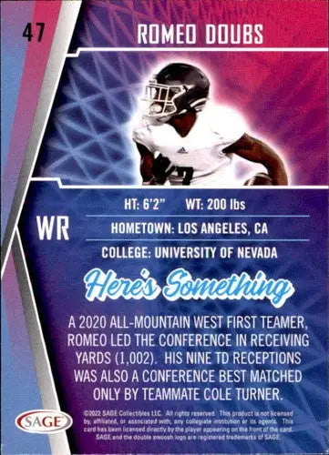 2022 Sage Low Series Silver #47 Romeo Doubs NM-MT ID:41431 - Football Card Single