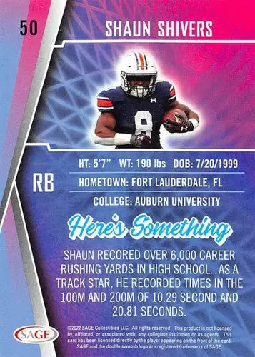 2022 Sage Low Series Silver #50 Shaun Shivers NM-MT ID:41433 - Football Card Single