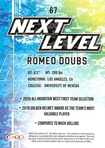 2022 Sage Low Series Silver #67 Romeo Doubs NM-MT Next Level ID:41437 - Football Card Single