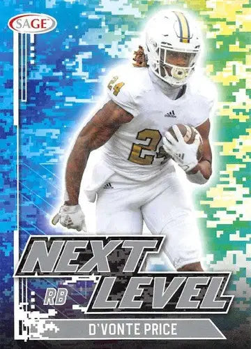 Original gloss 2022 Sage Low Series Silver Football Trading Card featuring Dvonté Price