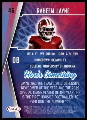 2022 SAGE Raheem Layne 46 Washington Commanders
