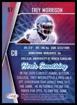 2022 SAGE Trey Morrison 57 Indianapolis Colts