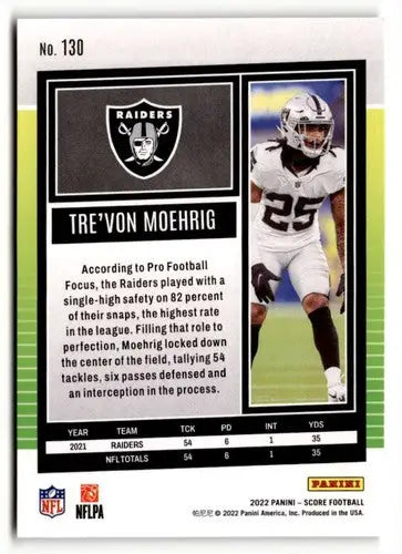 2022 Score #130 Tre’von Moehrig NrMt-Mt ID:51064 - Football Card Single