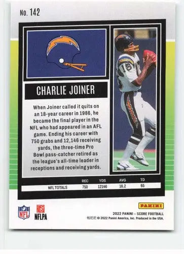 2022 Score #142 Charlie Joiner NM-MT Chargers ID:48639 - Football Card Single
