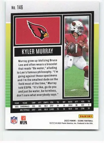2022 Score #146 Kyler Murray NM-MT Cardinals ID:46606 - Football Card Single