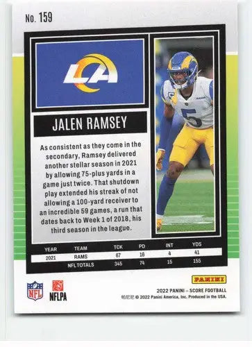 Original gloss Jalen Ramsey football card 2022 Score NM-MT LA Rams ID 46600