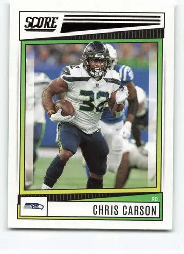 Chris Carson football card 2022 Score NM-MT with original gloss Seahawks ID 46613