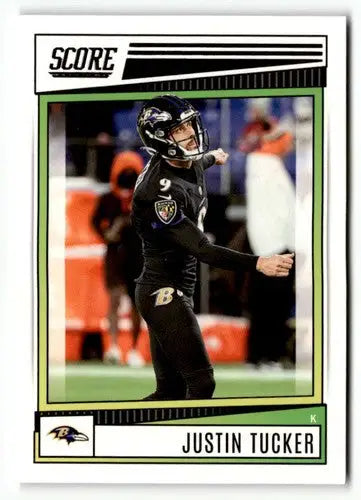 Justin Tucker football card 2022 Score original gloss Justin Tucker NRMT-MT ID 51013