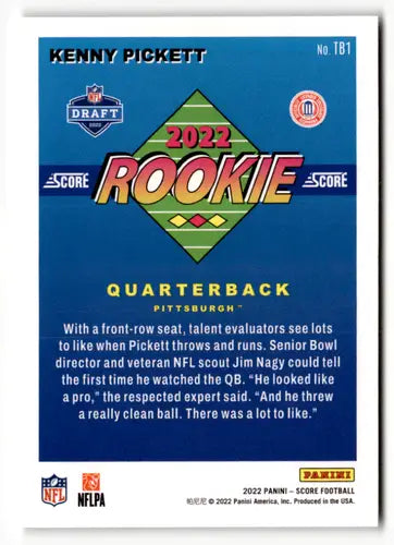 2022 Score 1992 Throwback Rookie #1 Kenny Pickett NM Near Mint ID:50552 - Football Card Single