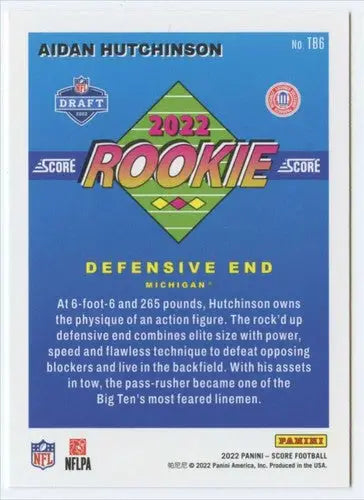2022 Score 1992 Throwback Rookie #6 Aidan Hutchinson NM Near Mint ID:66850 - Football Card Single