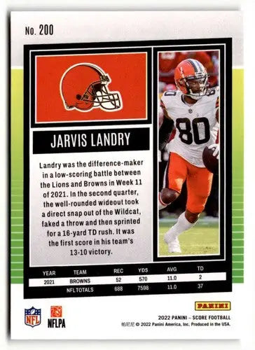 2022 Score #200 Jarvis Landry NrMt-Mt ID:51082 - Football Card Single