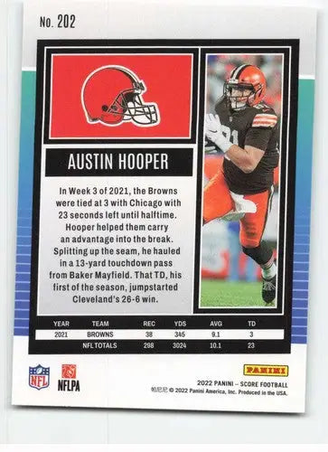 Austin Hooper football card with original gloss, 2022 Score NM-MT Browns ID 46628