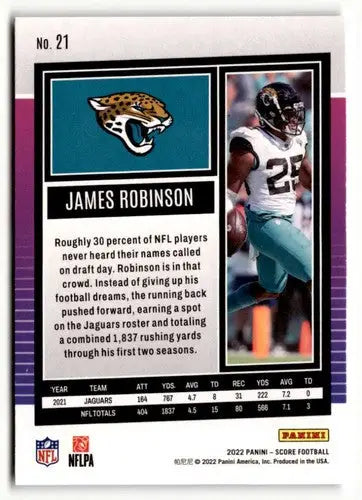 Original gloss James Robinson football card 2022 Score NrMt-Mt ID 51003