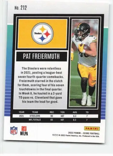 2022 Score #212 Pat Freiermuth NM-MT Steelers ID:48619 - Football Card Single