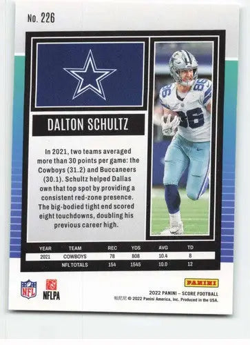 Original gloss Dalton Schultz football card 2022 Score NM-MT Cowboys ID:46592