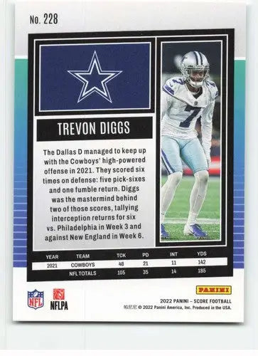 2022 Score #228 Trevon Diggs NM-MT Cowboys ID:46658 - Football Card Single