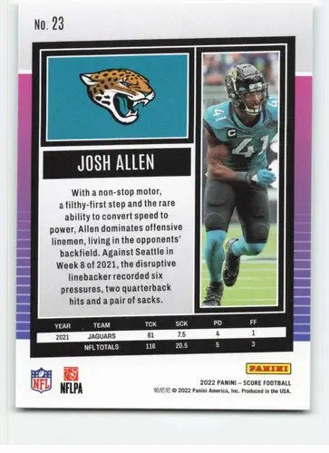 2022 Score #23 Josh Allen NM-MT Jaguars ID:48613 - Football Card Single
