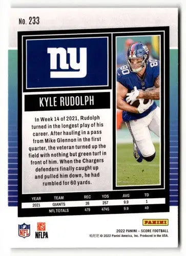 2022 Score Kyle Rudolph football card with original gloss, NRMT-MT condition