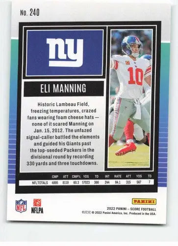 2022 Score #240 Eli Manning NM-MT NY Giants ID:48565 - Football Card Single