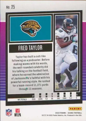 Fred Taylor football card with original gloss from 2022 Score #25 NM-MT Jaguars