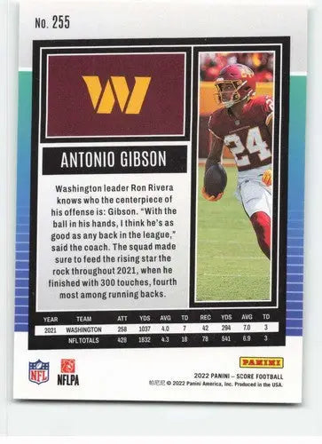 2022 Score #255 Antonio Gibson NM-MT Commanders ID:48661 - Football Card Single