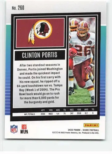 Original gloss Clinton Portis football card 2022 Score NM MT Redskins ID 46629