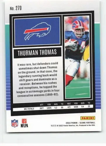2022 Score #270 Thurman Thomas NM-MT Bills ID:48568 - Football Card Single