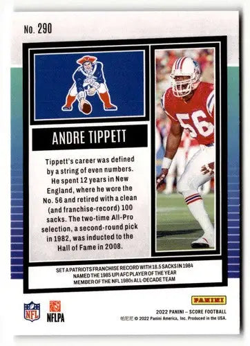 2022 Score Andre Tippett football card with original gloss from Simply Sandoval
