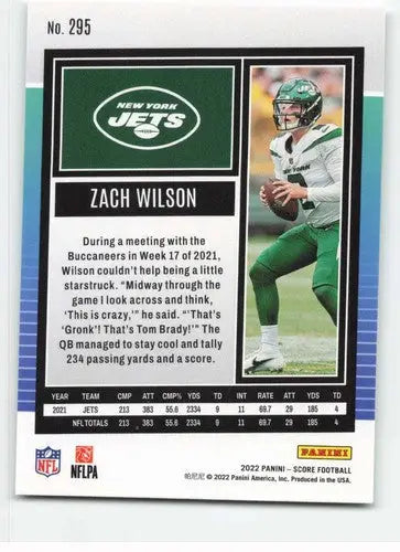 2022 Score #295 Zach Wilson NM-MT NY Jets ID:48624 - Football Card Single