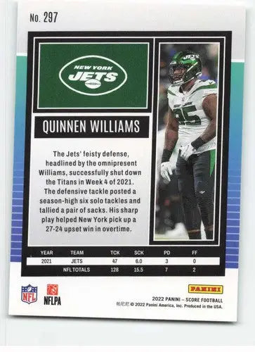 2022 Score #297 Quinnen Williams NM-MT NY Jets ID:48659 - Football Card Single